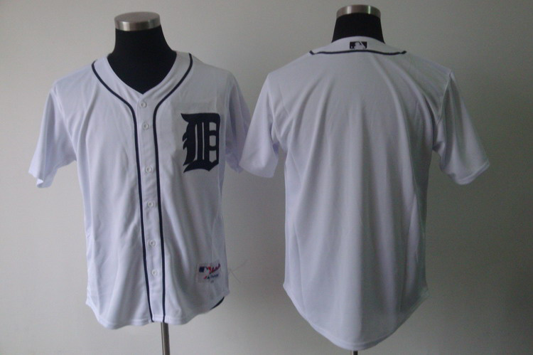 Tigers Blank White Cool Base Stitched MLB Jersey - Click Image to Close